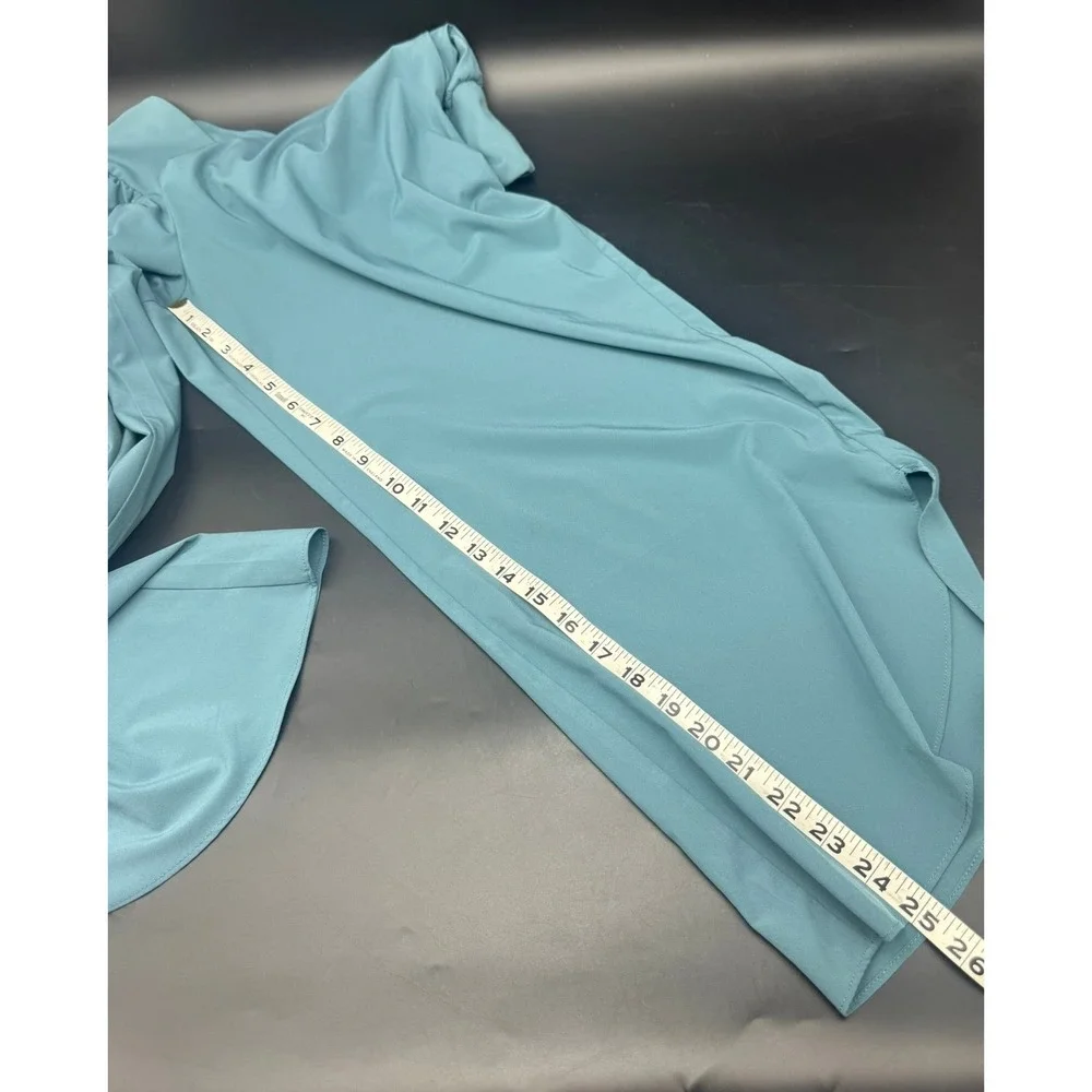 Halara Womens Teal Breezeful Crossover High Waist Crop Wide Leg Pants Large